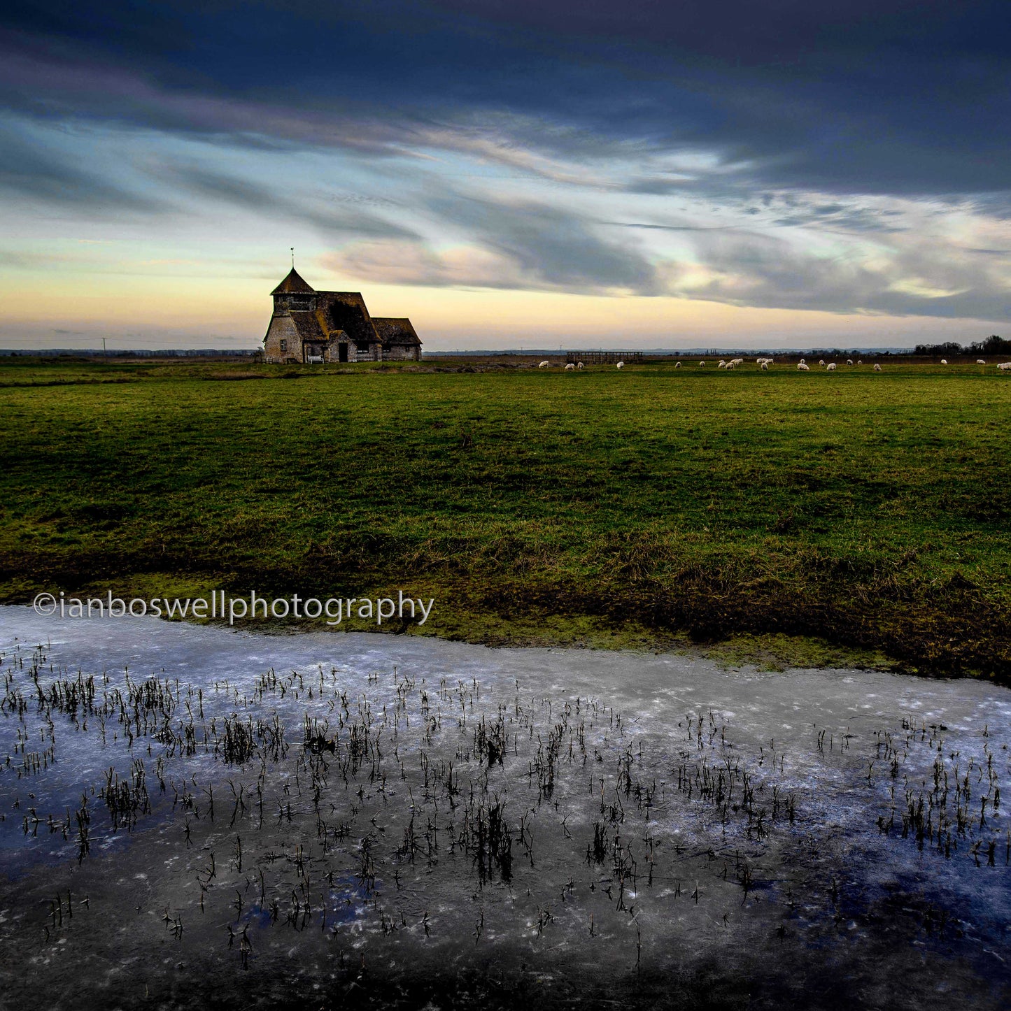 Isolated church in January