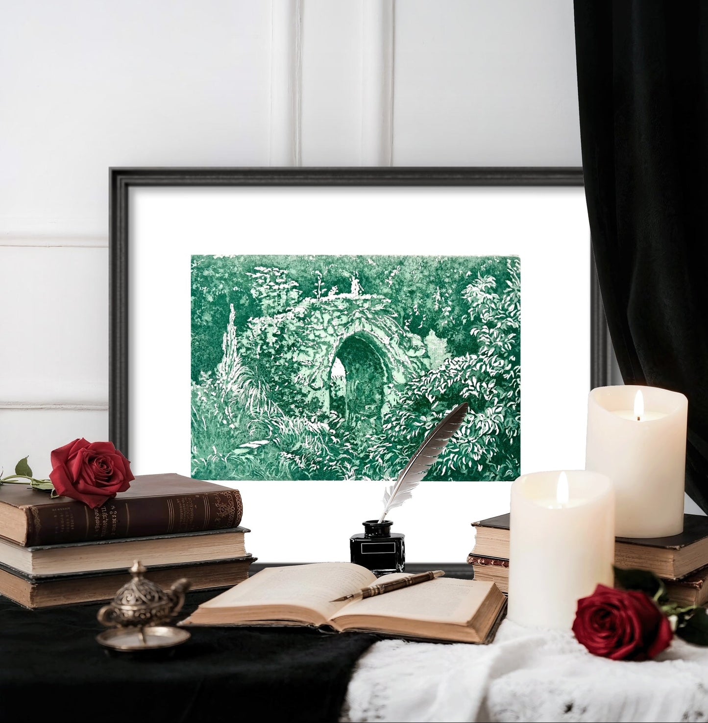 Scotney Castle Ruins (Framed Etching)