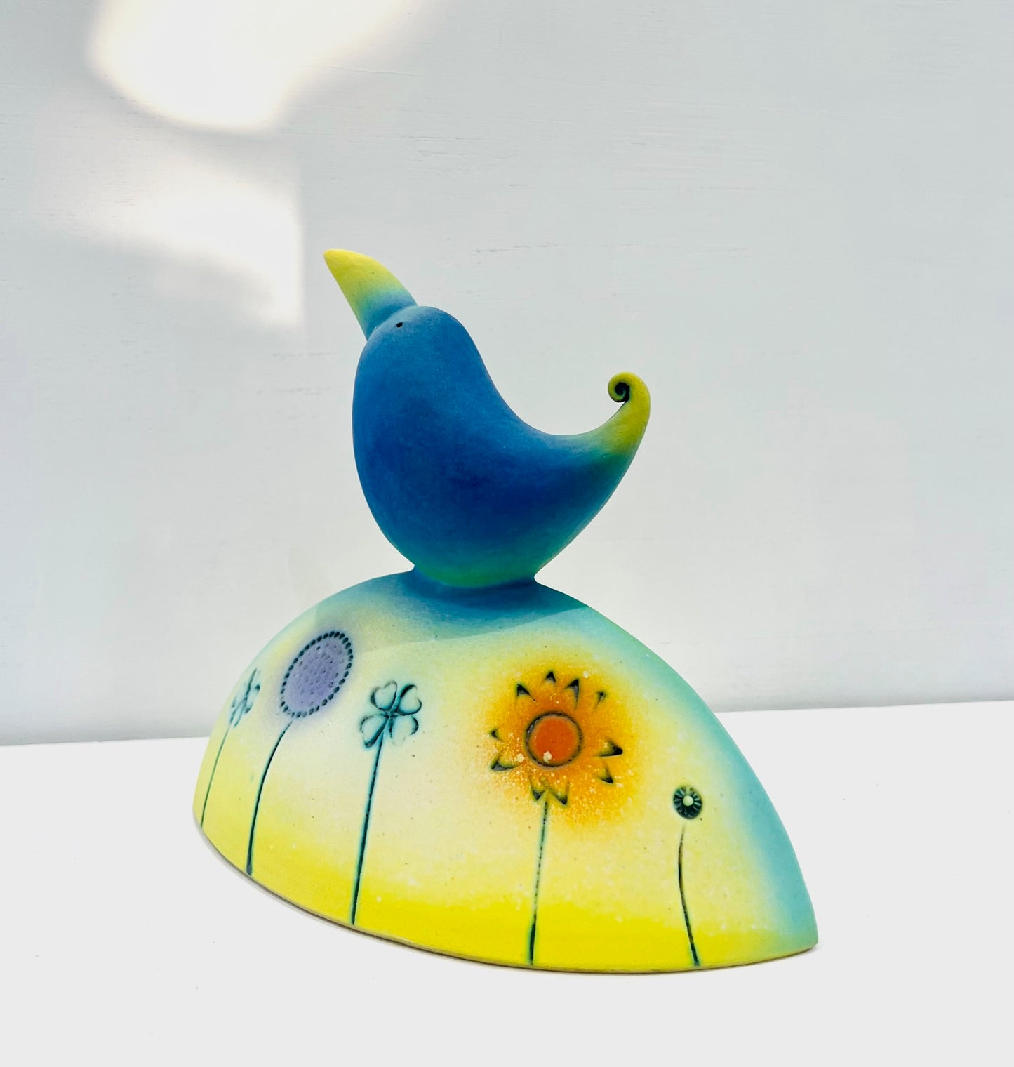 Blue Bird in the Flower Garden II