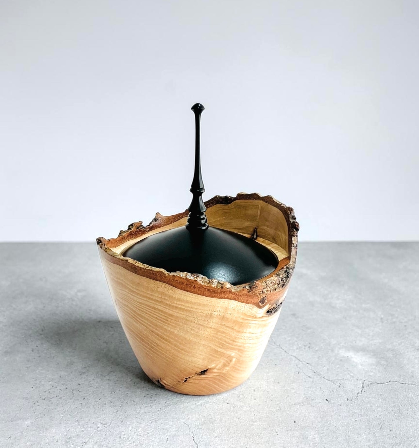 Ash Wood Finial Pot with Lid