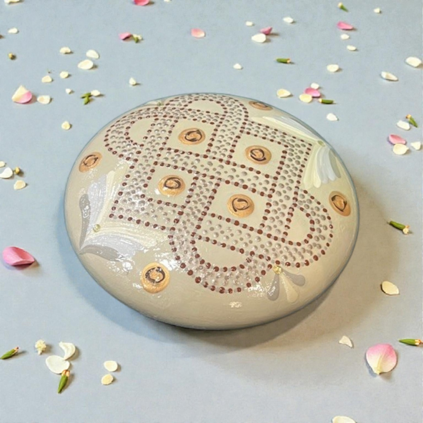 Beige Hand Painted Mandala stone