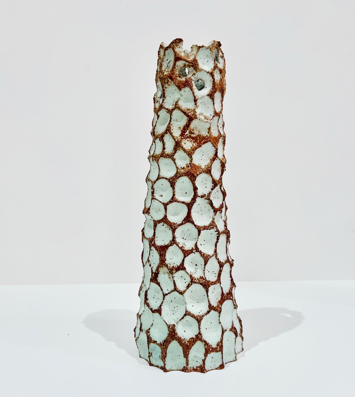 White cylindrical Carved vase