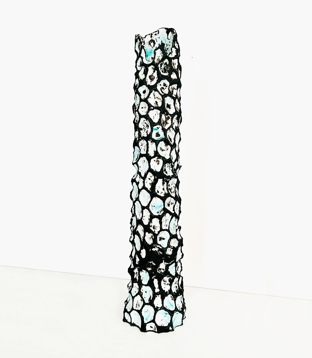 Black cylindrical Carved vase