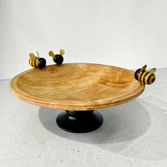 Spalted Beech Bowl with Wood Turned Bees