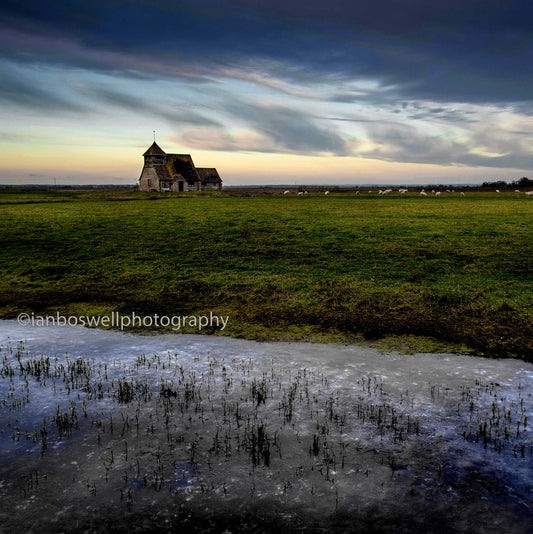 Isolated church in January
