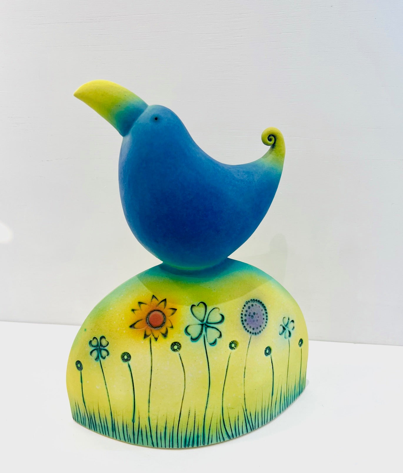 Blue Bird in the Flower Garden I