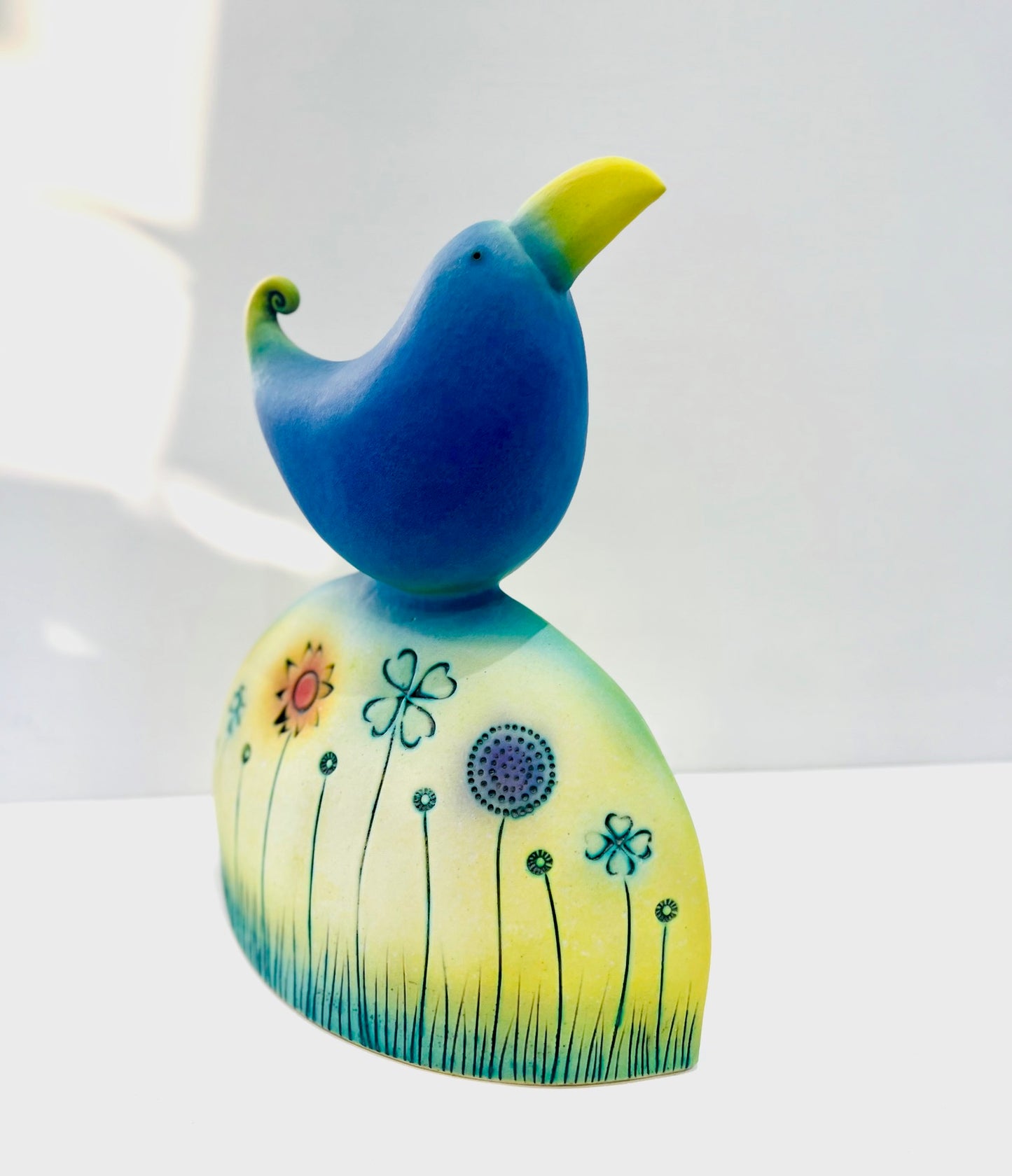 Blue Bird in the Flower Garden I