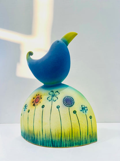 Blue Bird in the Flower Garden I