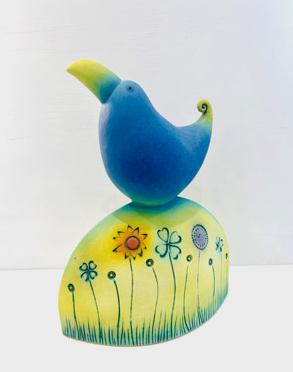 Blue Bird in the Flower Garden I