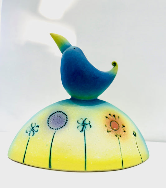 Blue Bird in the Flower Garden II
