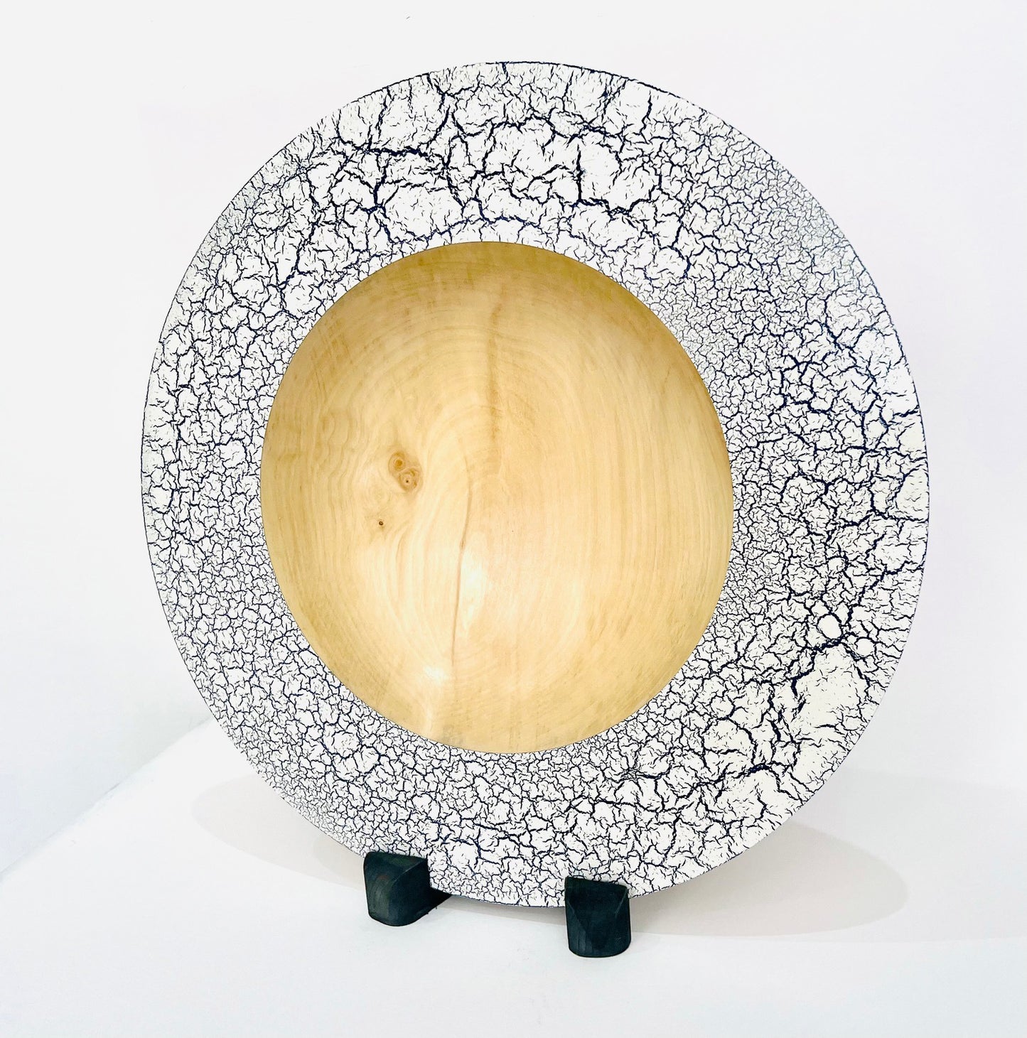Sycamore wood platter with crackle effect finish
