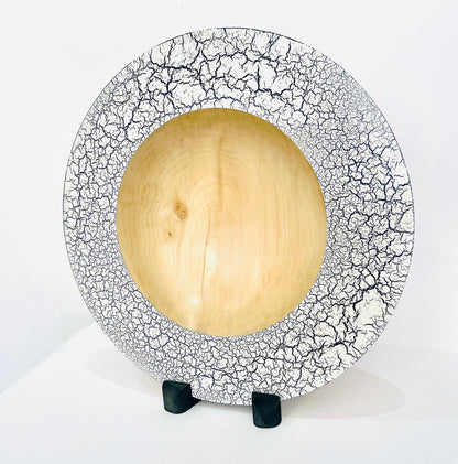 Sycamore wood platter with crackle effect finish
