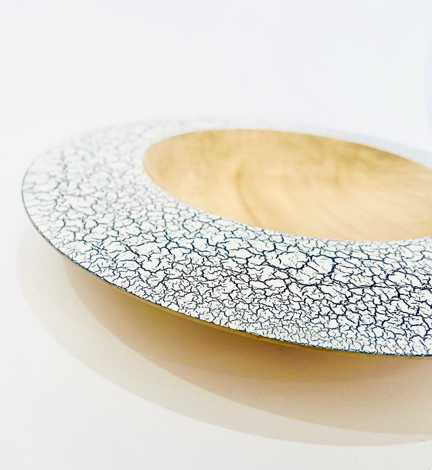 Sycamore wood platter with crackle effect finish