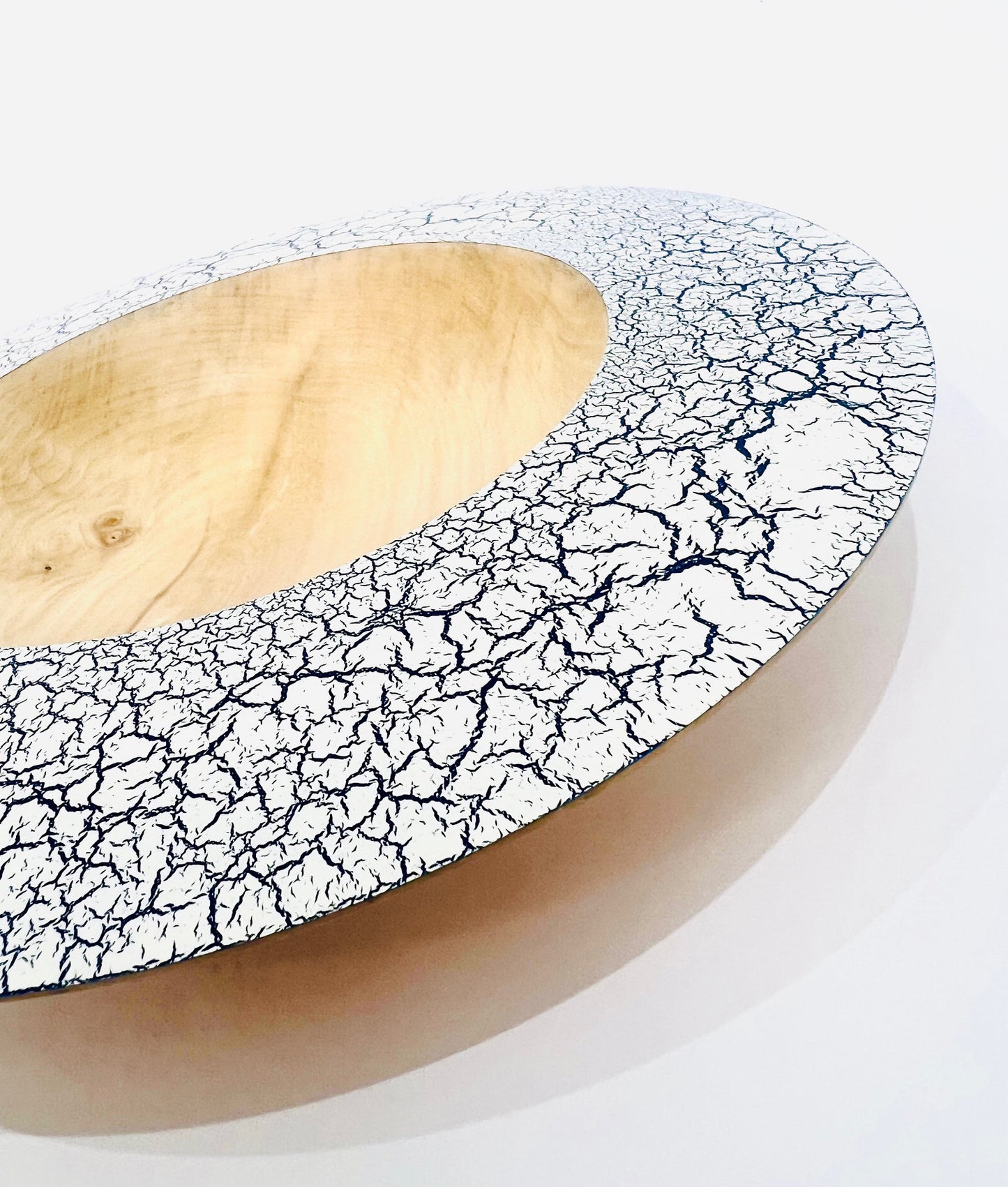 Sycamore wood platter with crackle effect finish