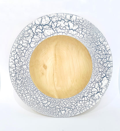 Sycamore wood platter with crackle effect finish