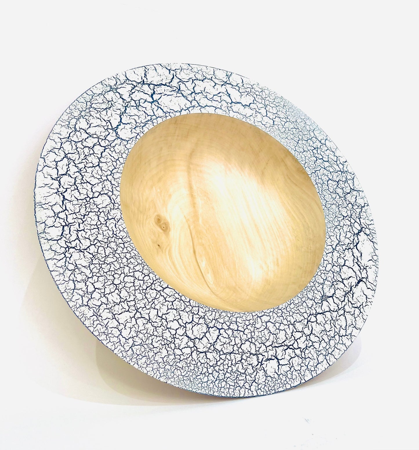 Sycamore wood platter with crackle effect finish