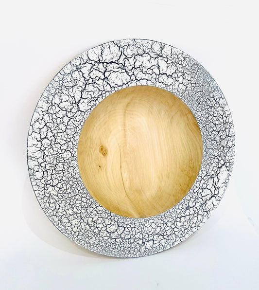 Sycamore wood platter with crackle effect finish