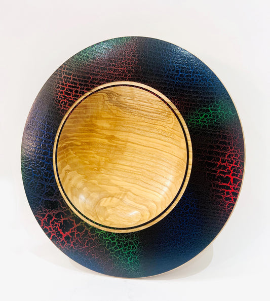 Ash wood platter with crackle effect finish
