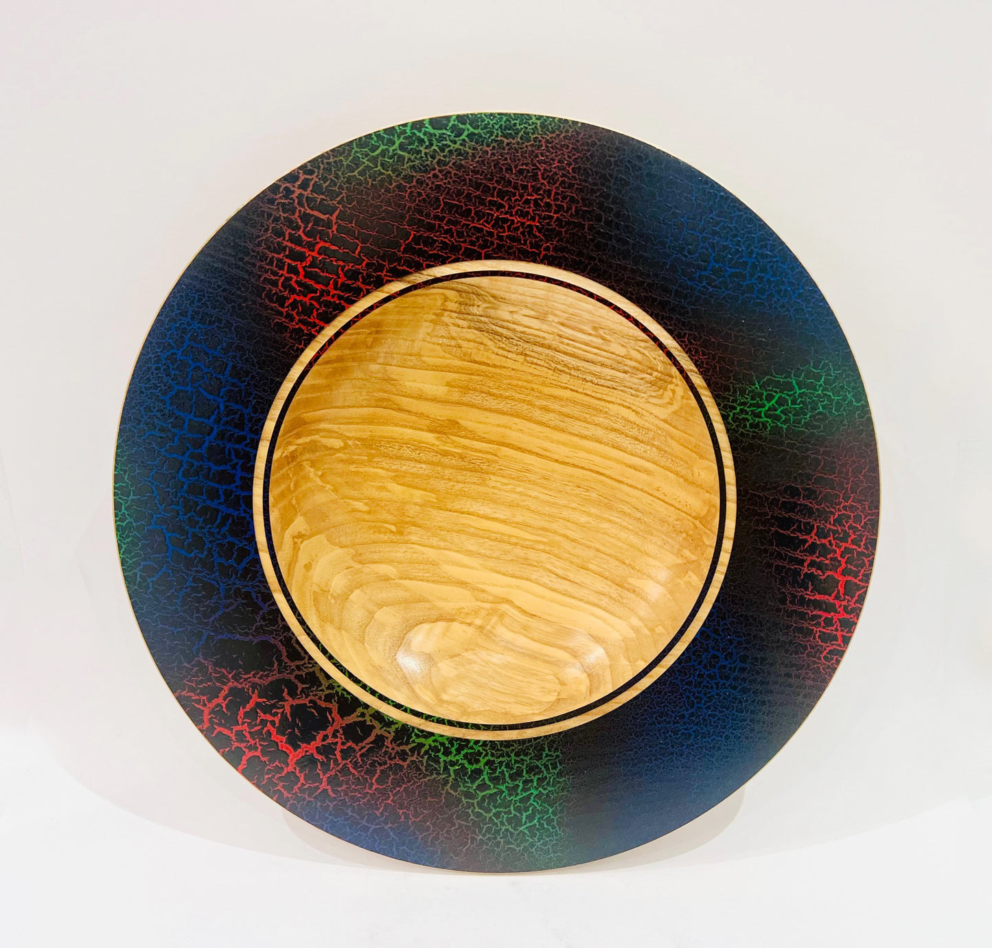 Ash wood platter with crackle effect finish