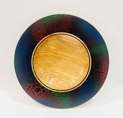 Ash wood platter with crackle effect finish
