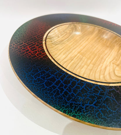 Ash wood platter with crackle effect finish