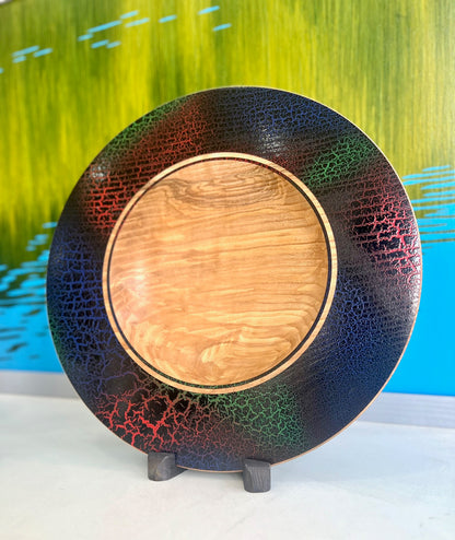 Ash wood platter with crackle effect finish