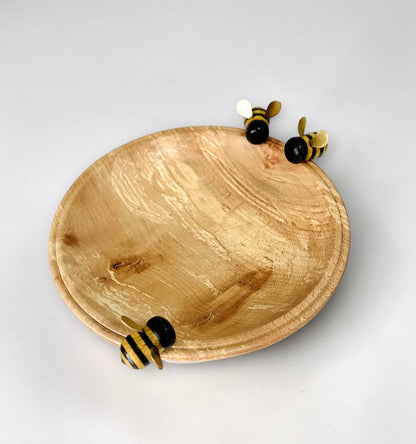Spalted Beech Bowl with Wood Turned Bees