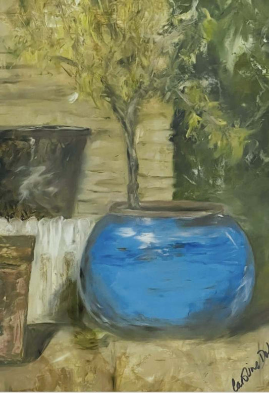 Blue Pot on a Terrace