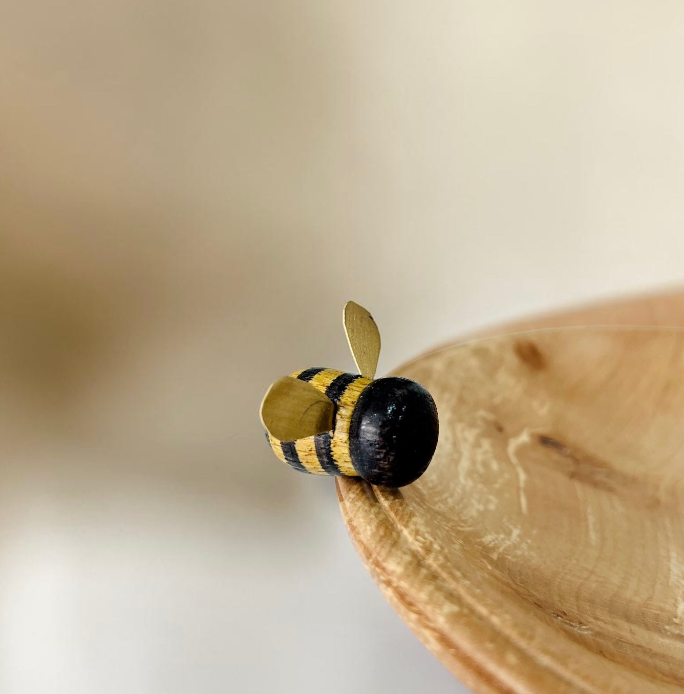 Spalted Beech Bowl with Wood Turned Bees