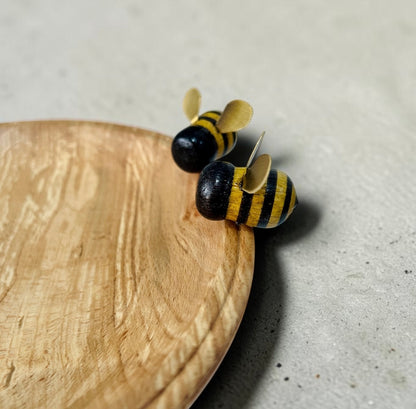 Spalted Beech Bowl with Wood Turned Bees
