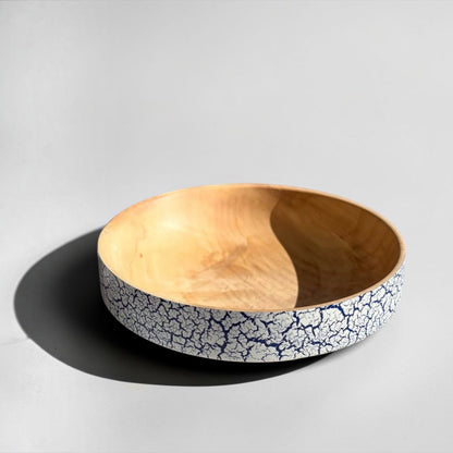English Ash Wood Bowl with Crackle Effect