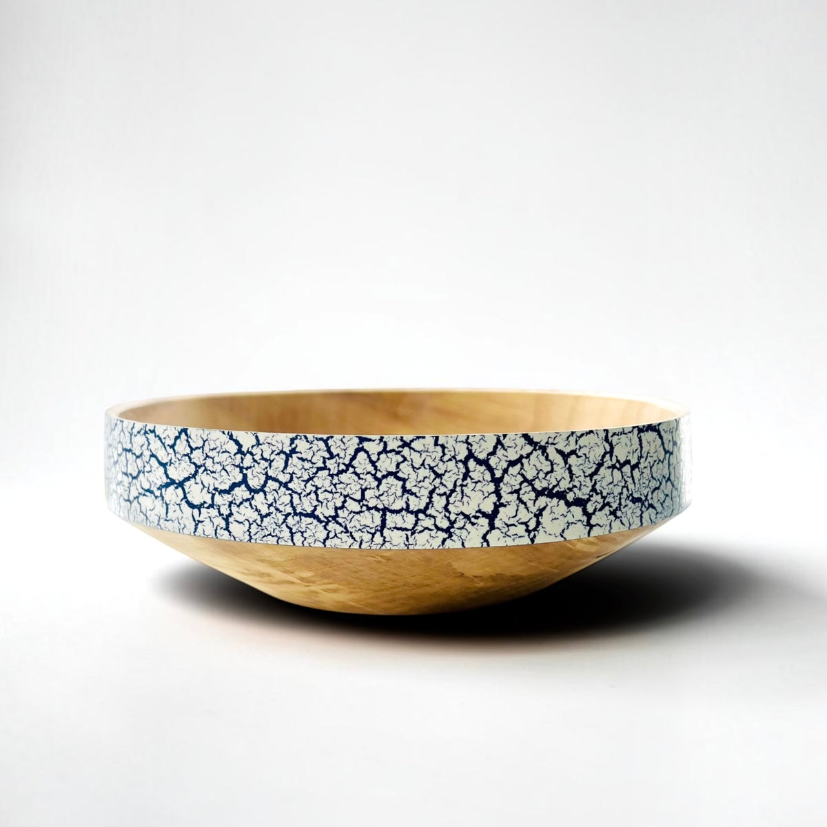 English Ash Wood Bowl with Crackle Effect