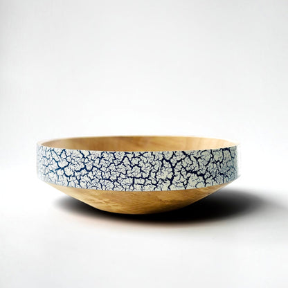 English Ash Wood Bowl with Crackle Effect