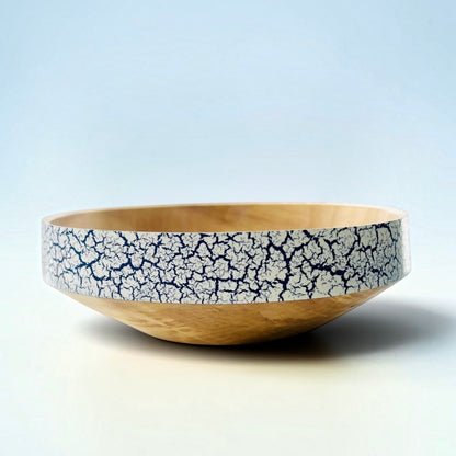 English Ash Wood Bowl with Crackle Effect