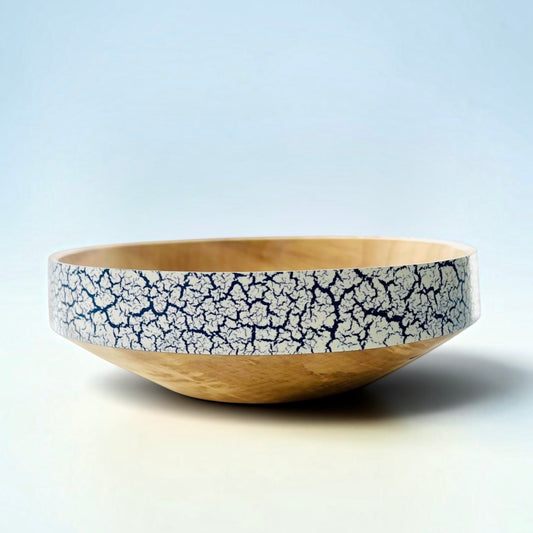 English Ash Wood Bowl with Crackle Effect