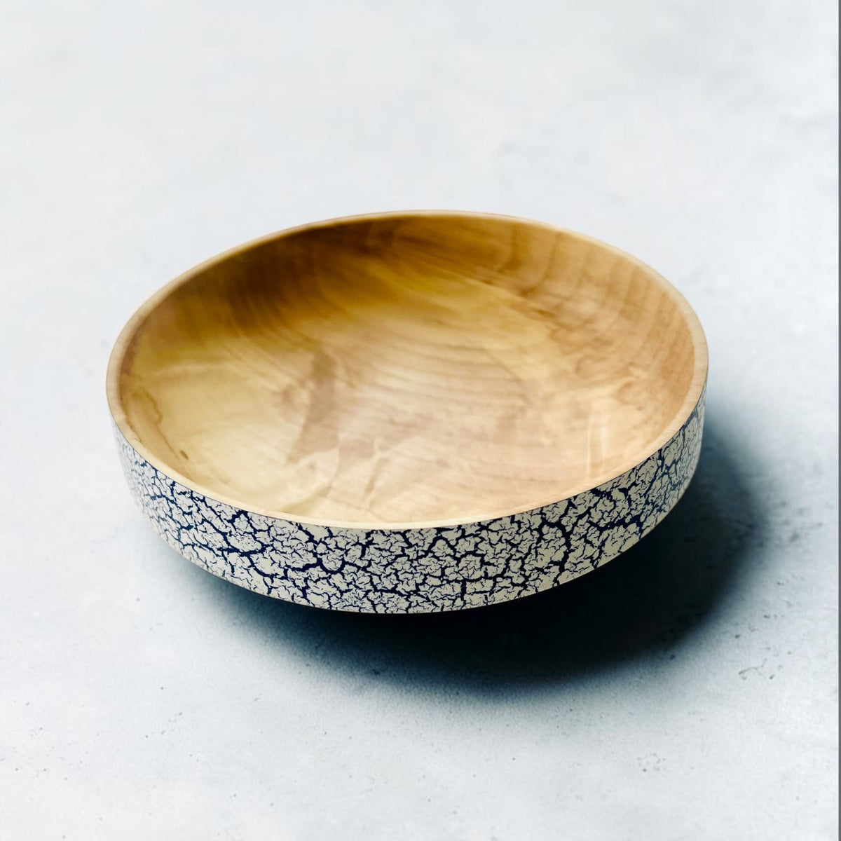 English Ash Wood Bowl with Crackle Effect