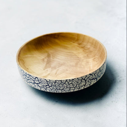 English Ash Wood Bowl with Crackle Effect