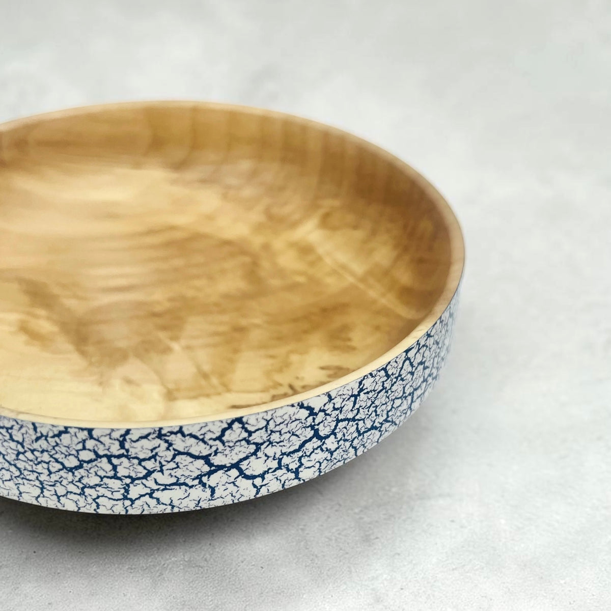 English Ash Wood Bowl with Crackle Effect