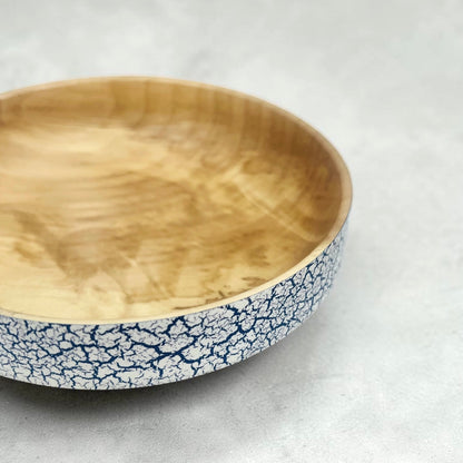 English Ash Wood Bowl with Crackle Effect