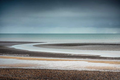 Rye harbour beach at low tide