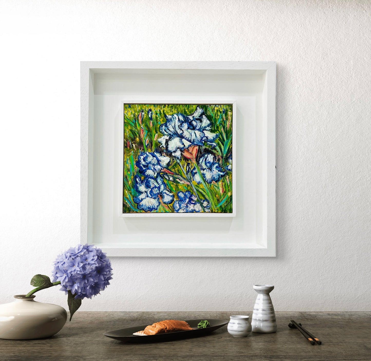 Blue and White Irises