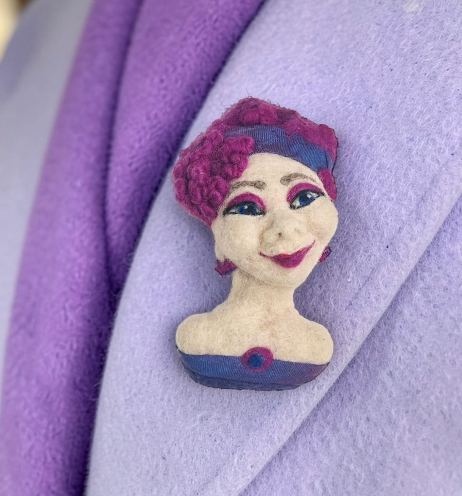 Felt Portrait Brooch - Violet Muse