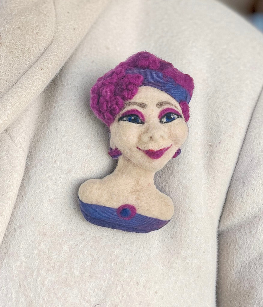 Felt Portrait Brooch - Violet Muse