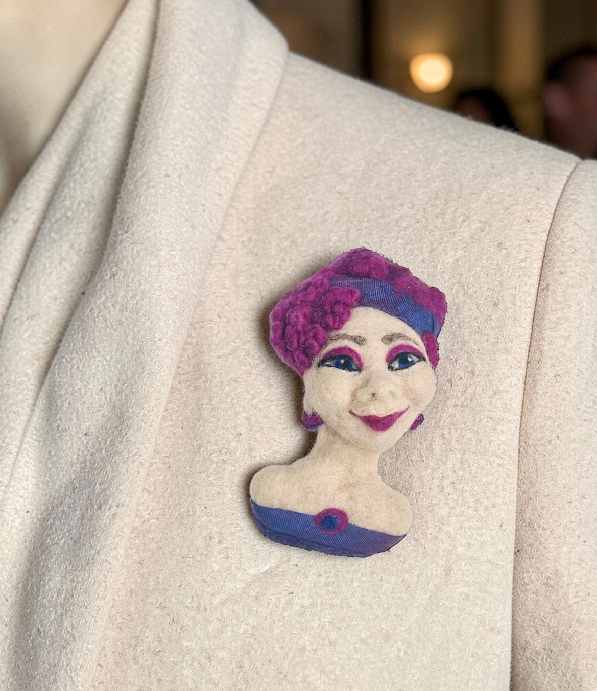 Felt Portrait Brooch - Violet Muse