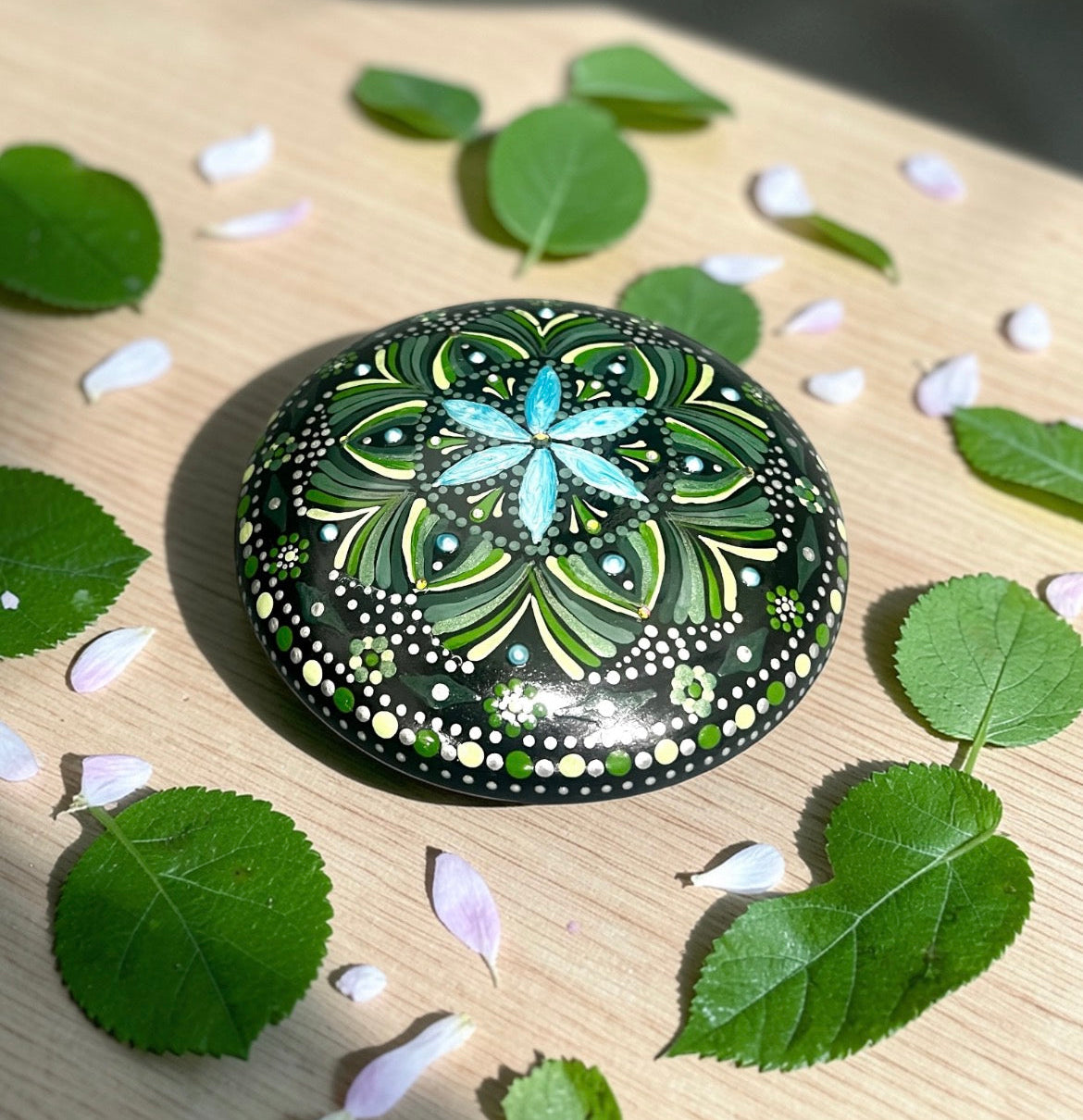 Hand Painted Mandala stone