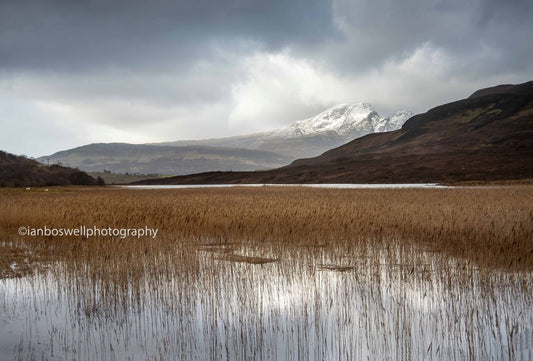 Loch Chriosd with snow topped Blaven behind