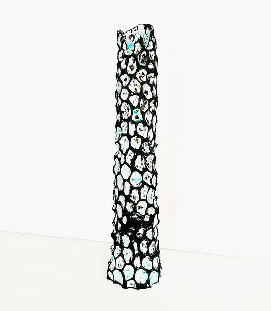 Black cylindrical Carved vase