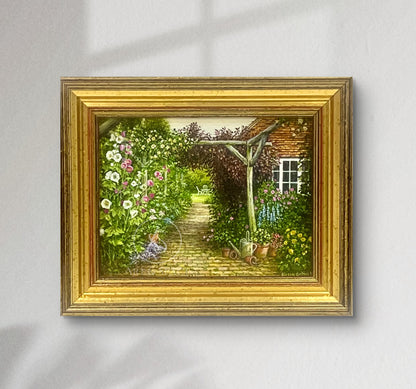 Hollyhocks in the Arbor