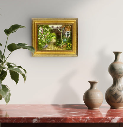 Hollyhocks in the Arbor