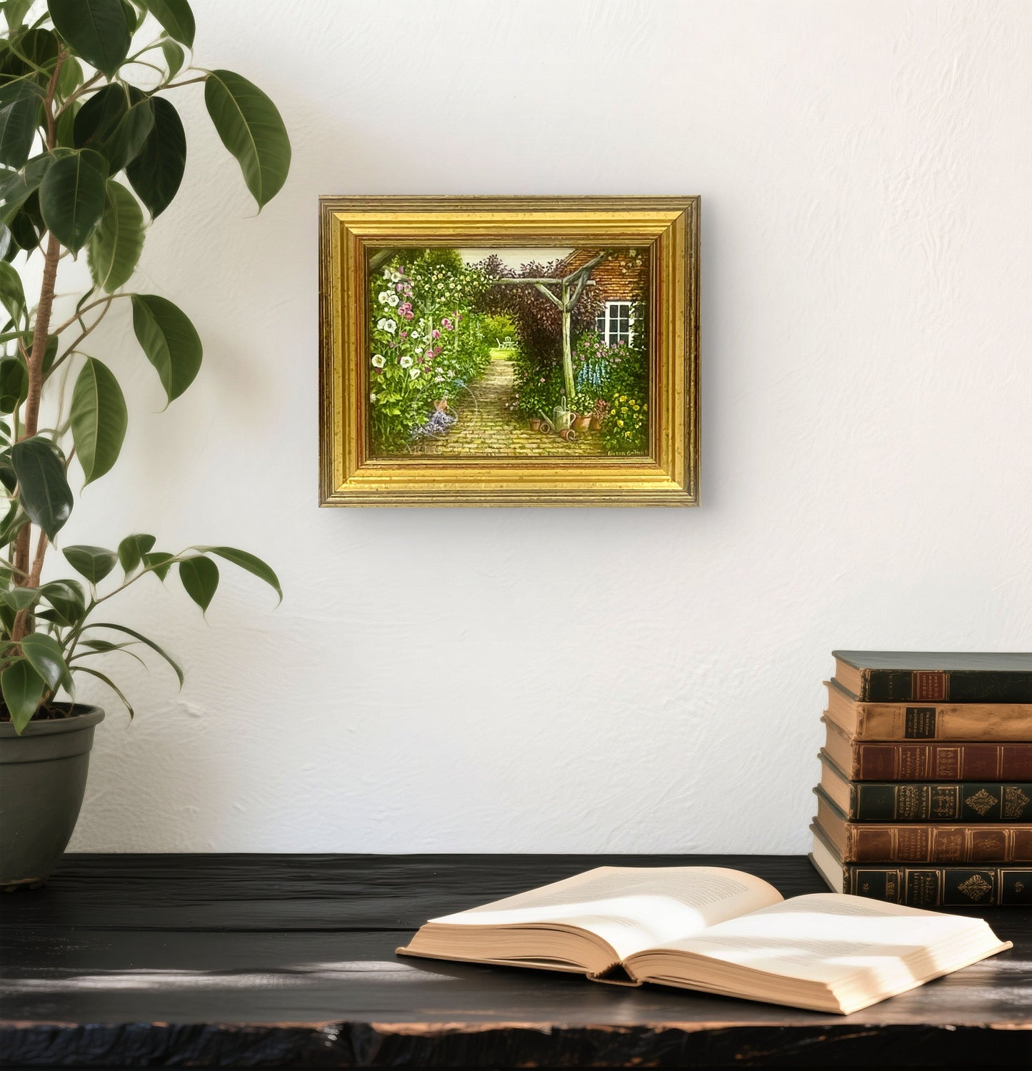 Hollyhocks in the Arbor